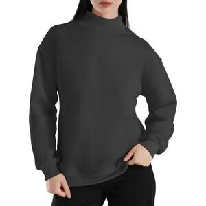 New Medium Pull On Long Sleeve Mock Neck Sweatshirt in Black